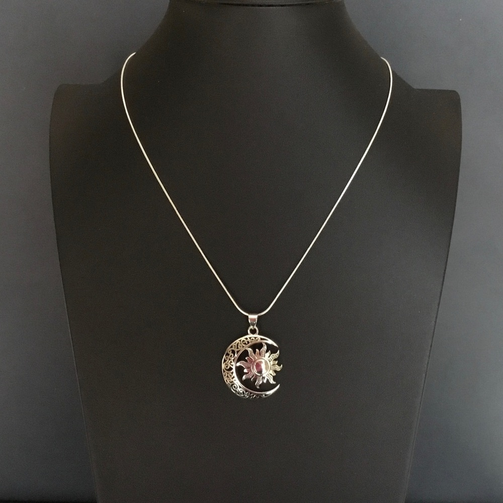 Sterling Silver Moon & Sun Necklace - Picture 4 of 8